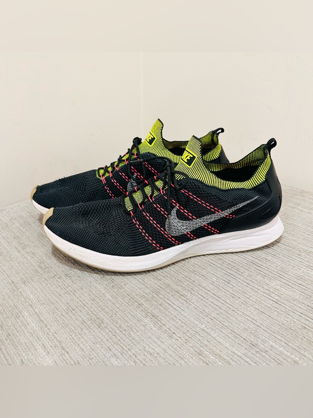 Nike Air Zoom Mariah Flyknit Racer Black Volt Grey 918264-016 Men's Size 15